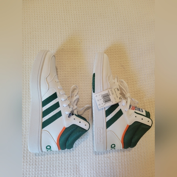 Adidas Men's White and Green High-Top Sneakers - Picture 9 of 11